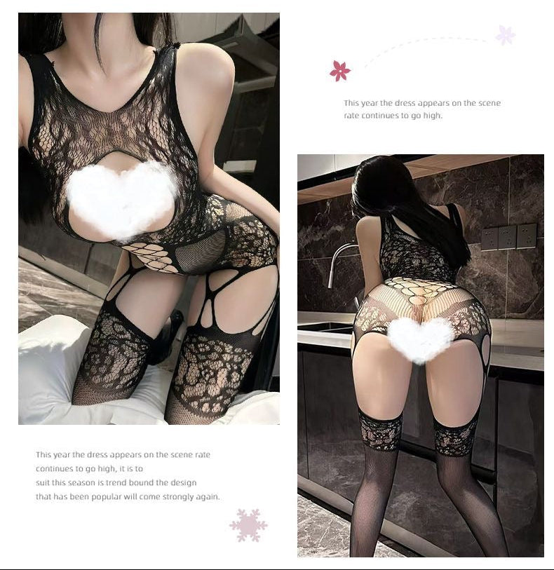 Fishnet Lace Cut-Out Full Body Stocking Bodysuit Lingerie - 6 Colors