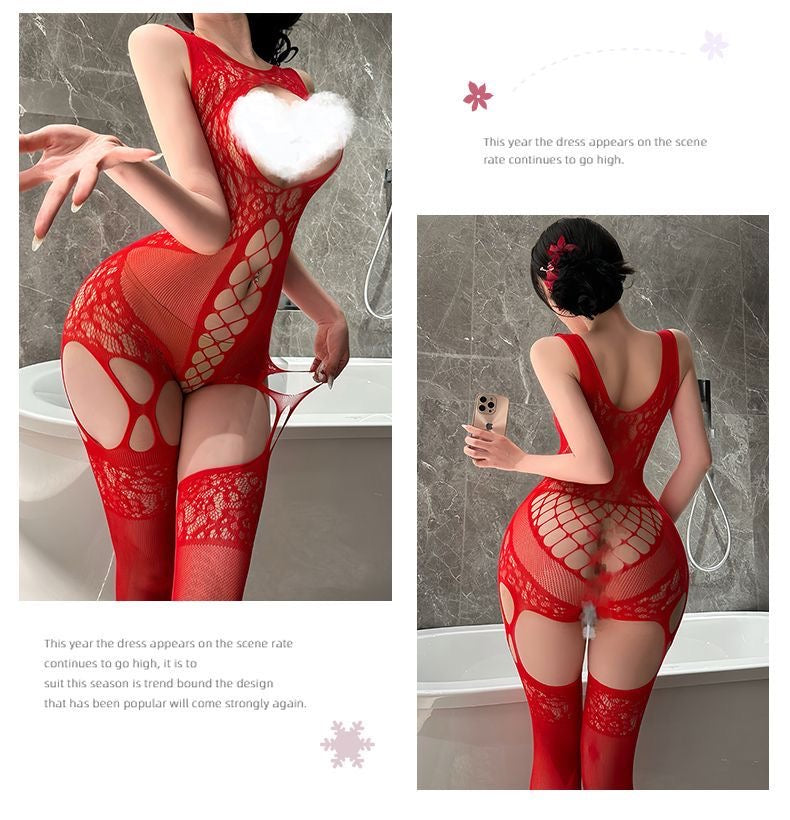 Fishnet Lace Cut-Out Full Body Stocking Bodysuit Lingerie - 6 Colors