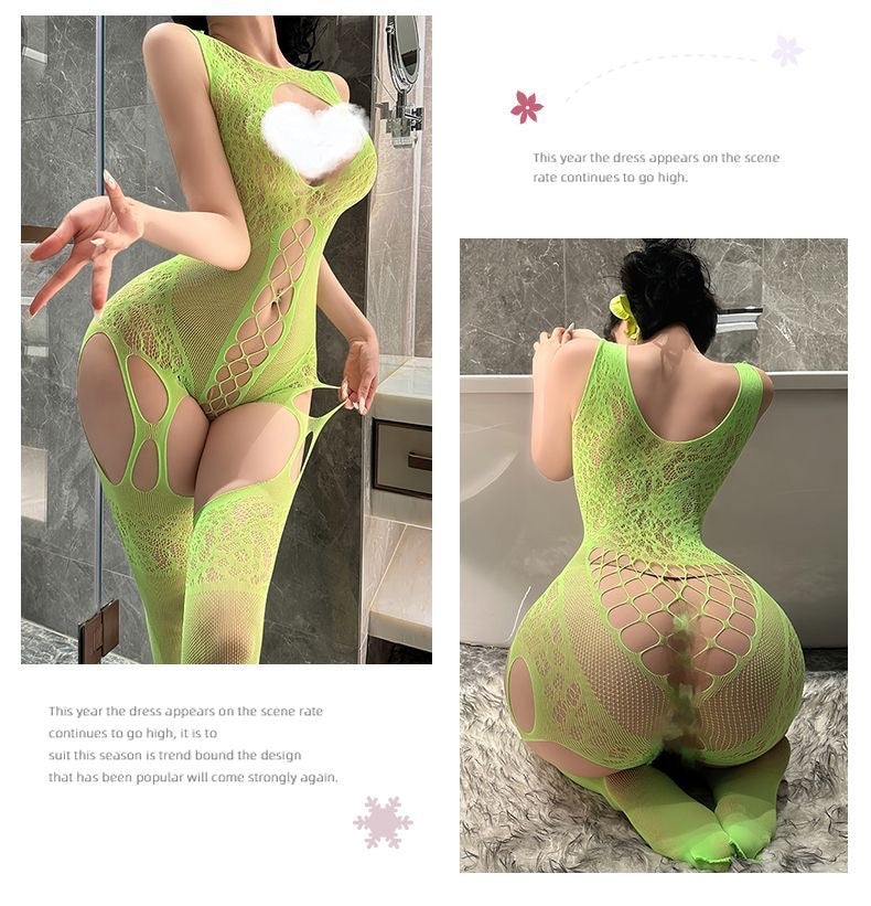 Fishnet Lace Cut-Out Full Body Stocking Bodysuit Lingerie - 6 Colors