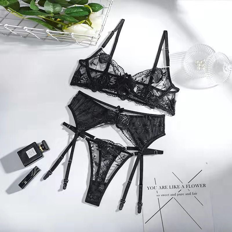 Rose embroidery lingerie set - lifestyle shot
